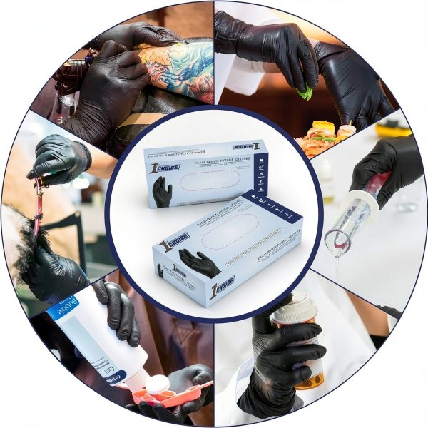 AMMEX Black Nitrile Disposable Gloves 3X Puncture‑Resistant Latex‑Free-2