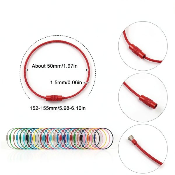 Mabor Stainless Steel Wire Keychain Loops 32‑Piece Multicolor Set-1