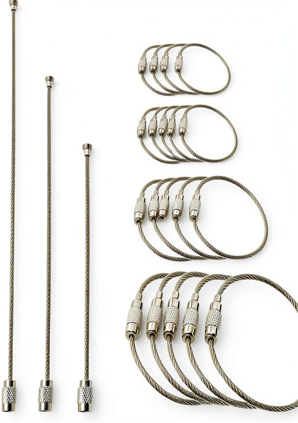 RLECS Stainless Steel Wire Keychain Kit 1.5mm 4 Sizes 5pcs Each-3