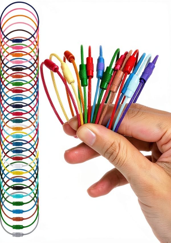 Mabor Stainless Steel Wire Keychain Loops 32‑Piece Multicolor Set-0