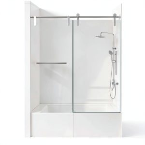 Shower Doors for Bath Tub 56-60" W x 66" H Frameless Bath Tub Doors Glass Sliding with 5/16" (8mm) ANSI Certified Tempered Glass for Bathroom, Chrome-0