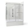 Shower Doors for Bath Tub 56-60" W x 66" H Frameless Bath Tub Doors Glass Sliding with 5/16" (8mm) ANSI Certified Tempered Glass for Bathroom, Chrome-1