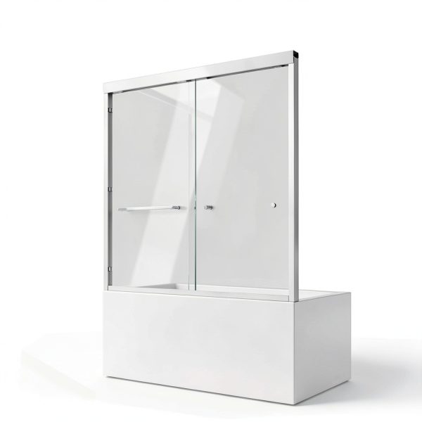Bathtub Shower Door 56-60" W x 58" H Semi-Frameless Shower Doors for Bath Tub Glass Shower Door with 1/4" (6mm) Clear Tempered Glass for Bathroom, Silver-2