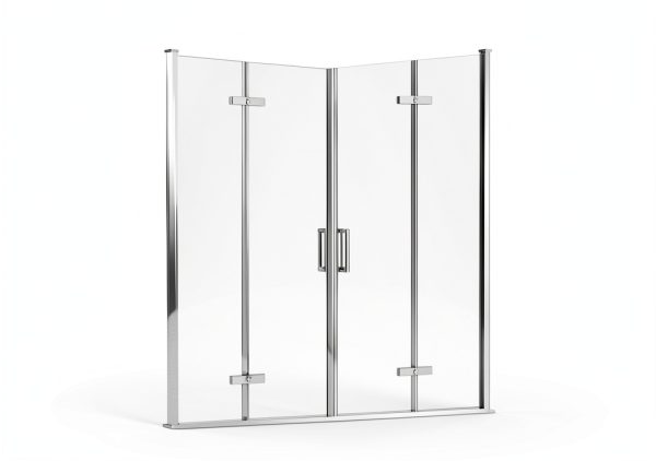 Corner Shower Enclosure Kit 34" D ×34" W × 72" H, Stand Up Shower Stall Kit with 1/4" Clear Corner Shower Glass Door, Bi-Fold Tempere Frameless Glass, Matte Black, Base Not Included-6