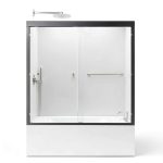 56-60" W x 58" H Bathtub Shower Door, Semi-Frameless Double Sliding,-0