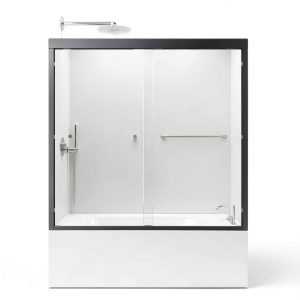 56-60" W x 58" H Bathtub Shower Door, Semi-Frameless Double Sliding,-0