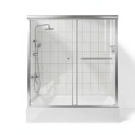 Bathtub Shower Door 56-60" W x 58" H Semi-Frameless Shower Doors for Bath Tub Glass Shower Door with 1/4" (6mm) Clear Tempered Glass for Bathroom, Silver-0