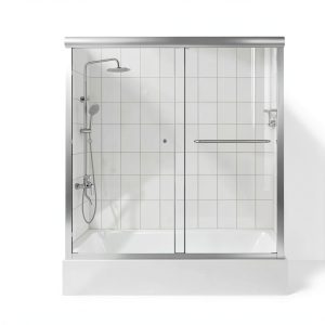 Bathtub Shower Door 56-60" W x 58" H Semi-Frameless Shower Doors for Bath Tub Glass Shower Door with 1/4" (6mm) Clear Tempered Glass for Bathroom, Silver-0