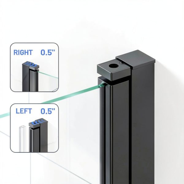 Corner Shower Enclosure Kit 34" D ×34" W × 72" H, Stand Up Shower Stall Kit with 1/4" Clear Corner Shower Glass Door, Bi-Fold Tempere Frameless Glass, Matte Black, Base Not Included-5