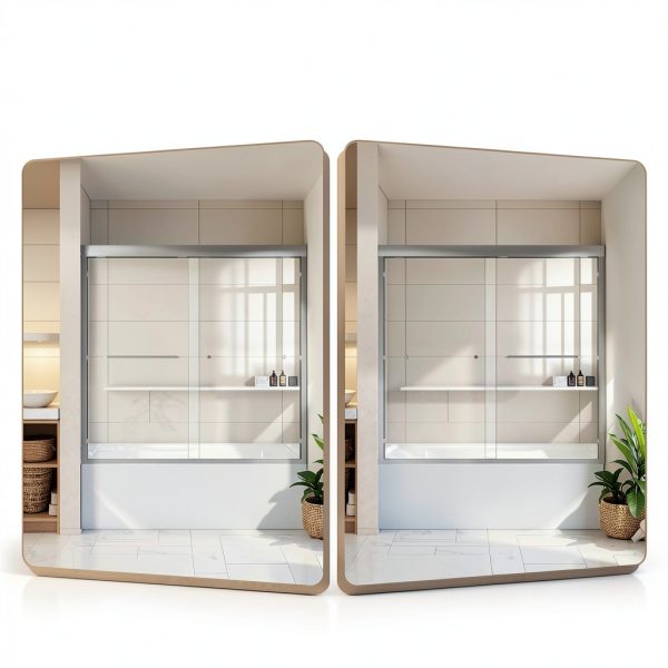 Bathtub Shower Door 56-60" W x 58" H Semi-Frameless Shower Doors for Bath Tub Glass Shower Door with 1/4" (6mm) Clear Tempered Glass for Bathroom, Silver-6