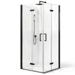 Corner Shower Enclosure Kit 34" D ×34" W × 72" H, Stand Up Shower Stall Kit with 1/4" Clear Corner Shower Glass Door, Bi-Fold Tempere Frameless Glass, Matte Black, Base Not Included-0